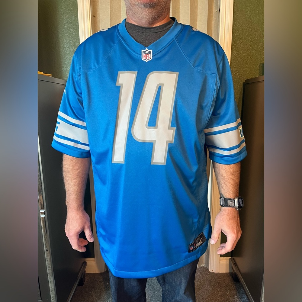 NFL 2023 Detroit Lions Blue and White Men's Jersey (XXL)
